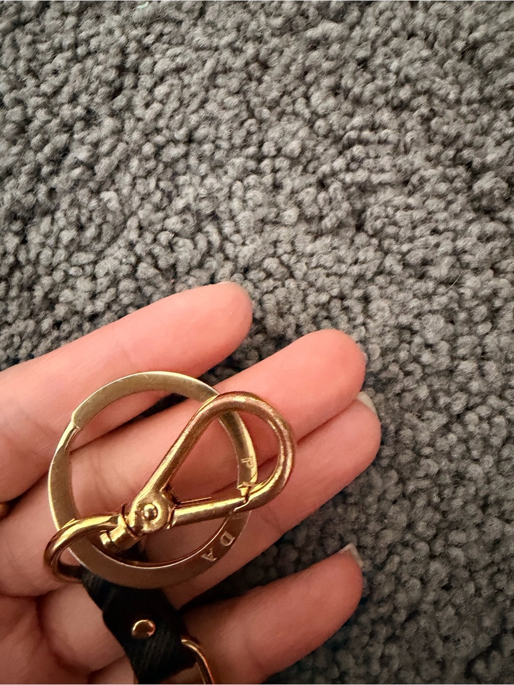 Prada Black Leather Key Fob with Gold Hardware and Logo - Picture 3 of 3
